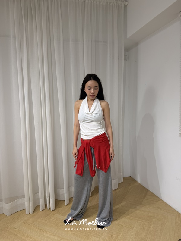 掛脖垂領微透背心